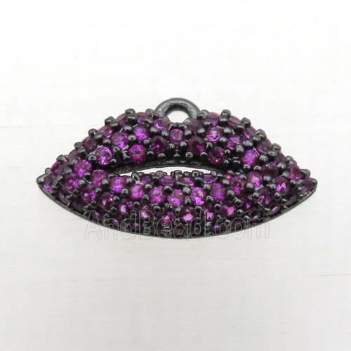 copper lip pendant pave zircon, black plated