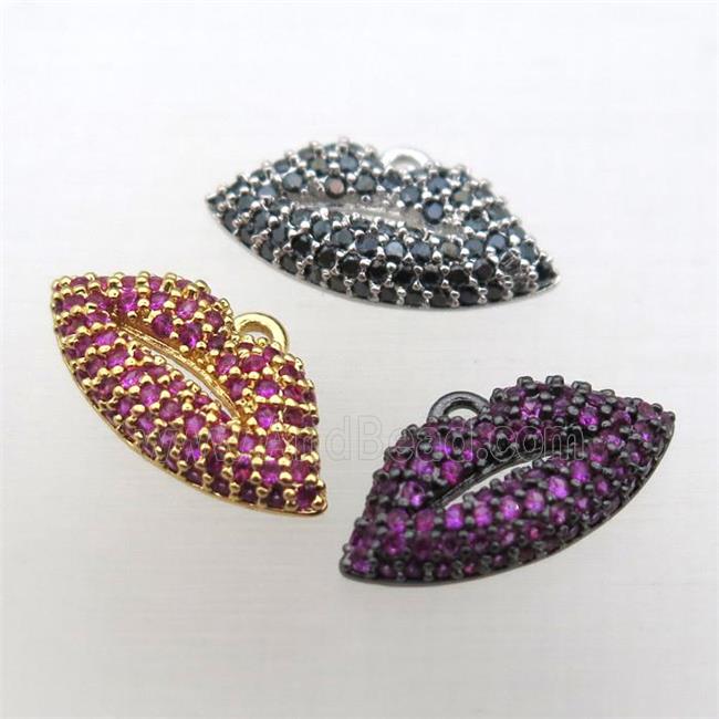 copper lip pendant pave zircon, mixed color