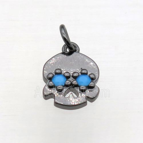 copper skull pendant pave zircon, black plated