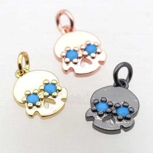 copper skull pendant pave zircon, mixed color