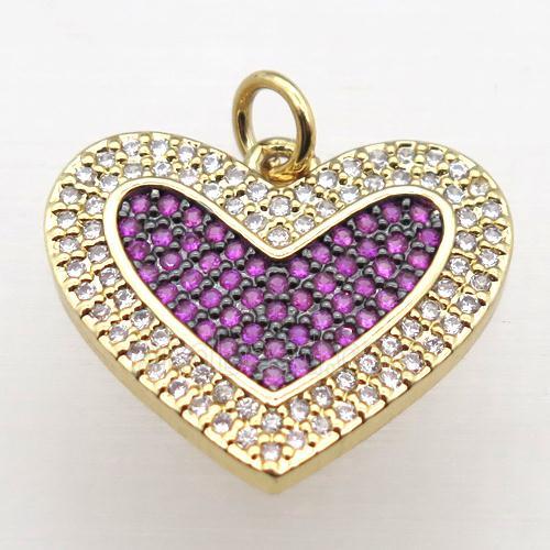 copper Heart pendant pave zircon, gold plated