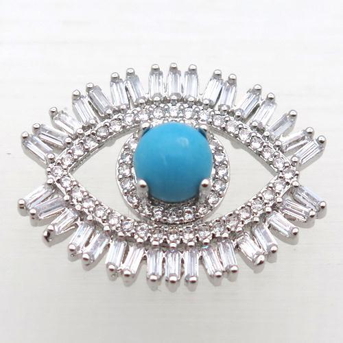 copper eye connector pave zircon, platinum plated