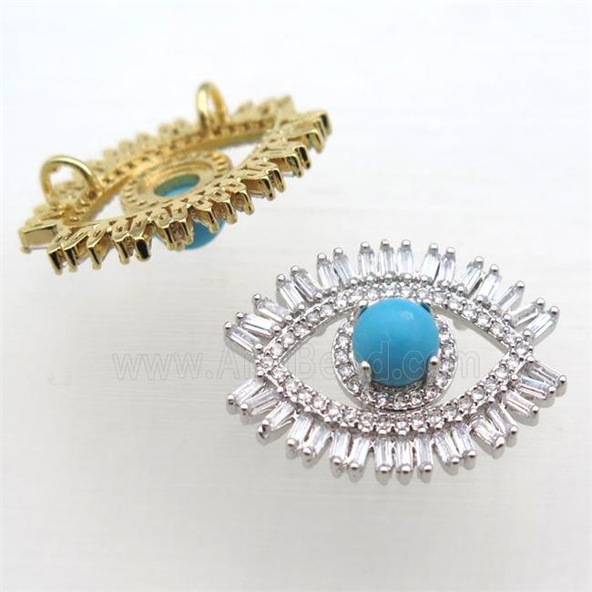 copper eye connector pave zircon, platinum plated