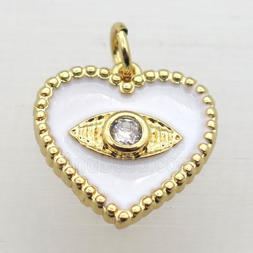 copper Heart connector pave zircon whit black Enameling, gold plated
