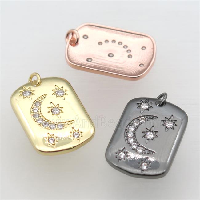 copper moon pendant pave zircon, mixed color