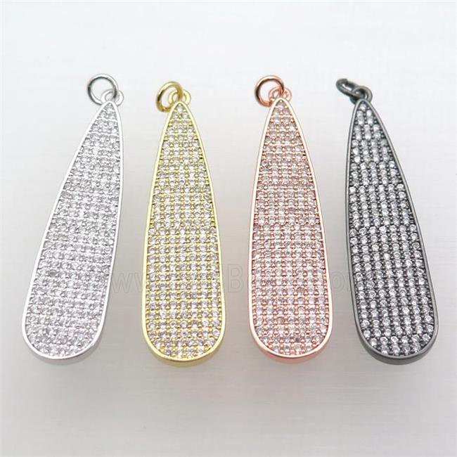 copper teardrop pendant pave zircon, mixed color
