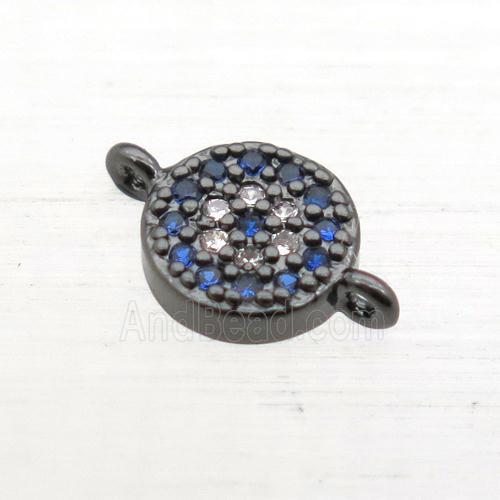 copper circle connector pave zircon, black plated