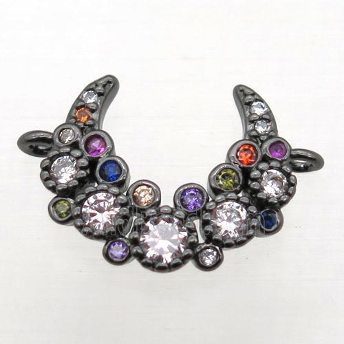 copper moon connector pave zircon, black plated
