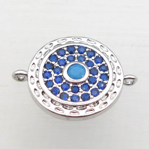 copper circle pendant pave zircon, platinum plated