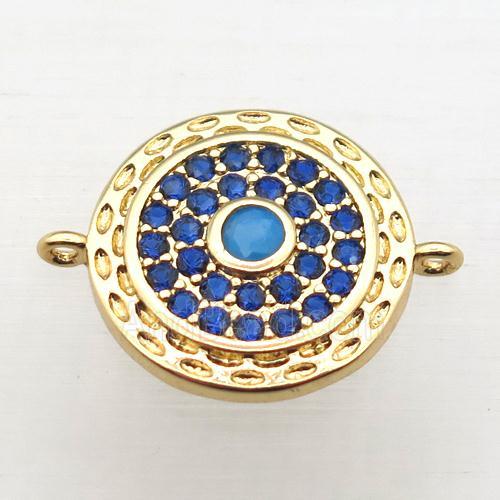 copper circle pendant pave zircon, gold plated