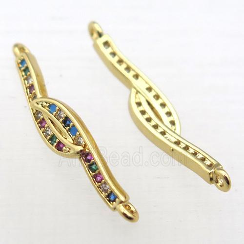 copper connector pave zircon, gold plated