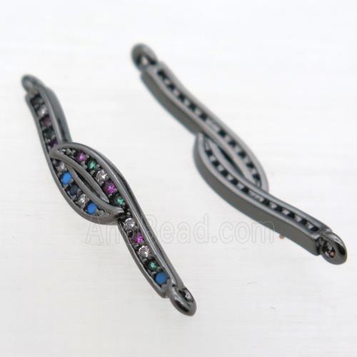 copper connector pave zircon, black plated