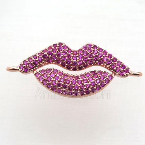 copper lip connector pave zircon, rose gold