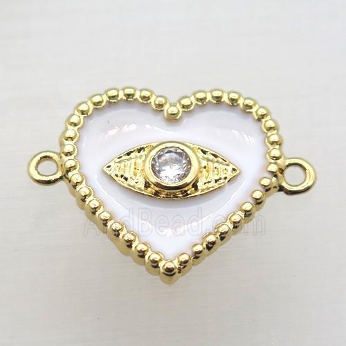 copper heart connector pave zircon with Enameling, gold plated