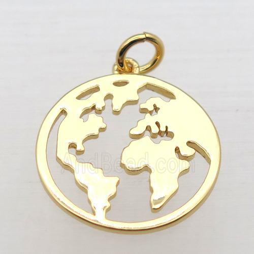 copper earth pendant, gold plated