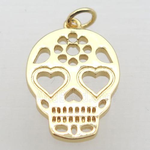 copper skull pendant, gold plated