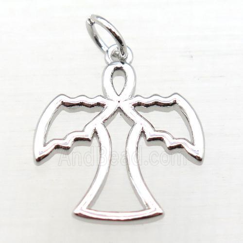copper angel pendant, platinum plated