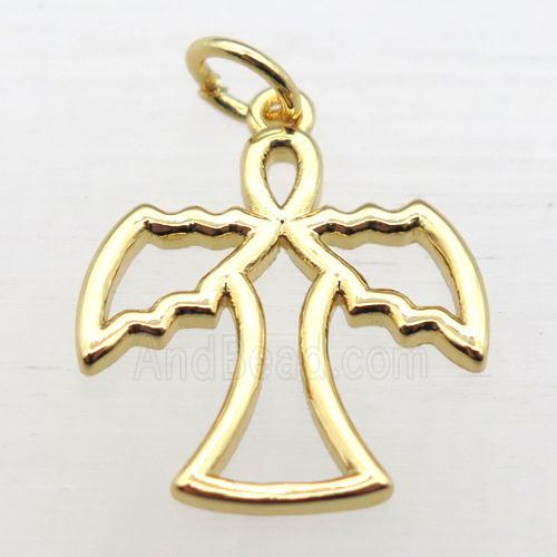 copper angel pendant, gold plated