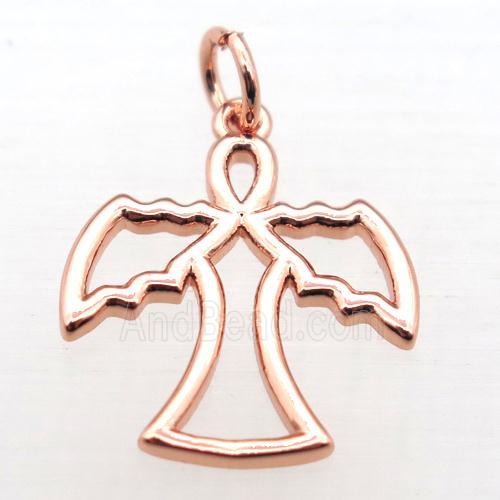 copper angel pendant, rose gold