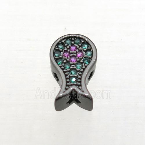copper octopus beads pave zircon, black plated