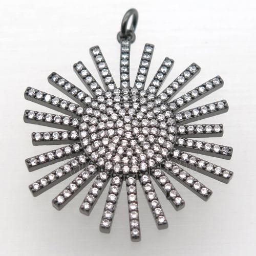 copper sun pendant pave zircon, black plated