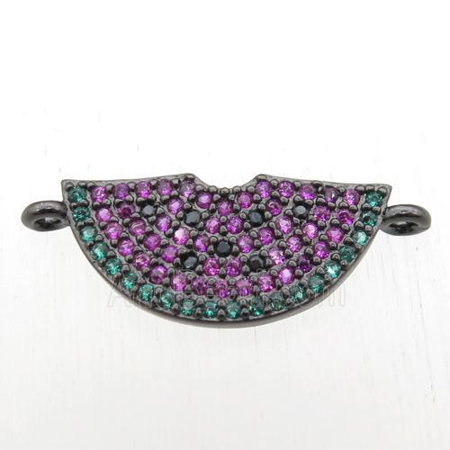 copper rainbow pendant paved zircon with 2loops, black plated