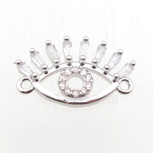copper eye connector paved zircon, platinum plated