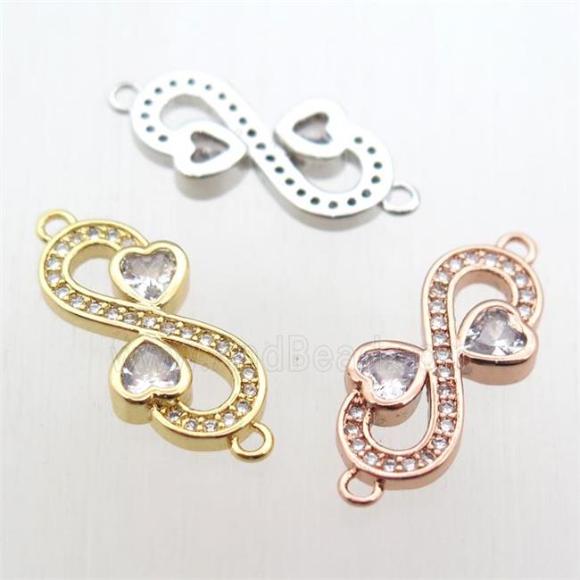 copper Infinity connector paved zircon, mix color
