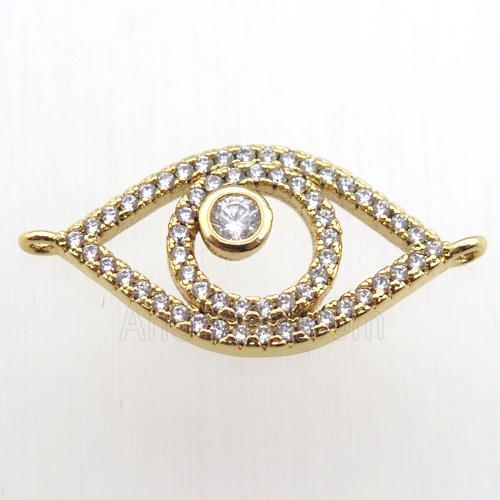 copper eye connector paved zircon, gold plated