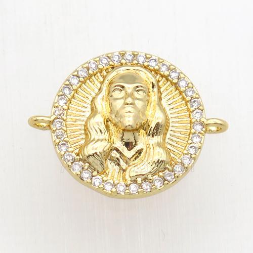 copper people connector paved zircon, gold plated