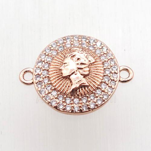 copper coin people connector paved zircon, rose gold