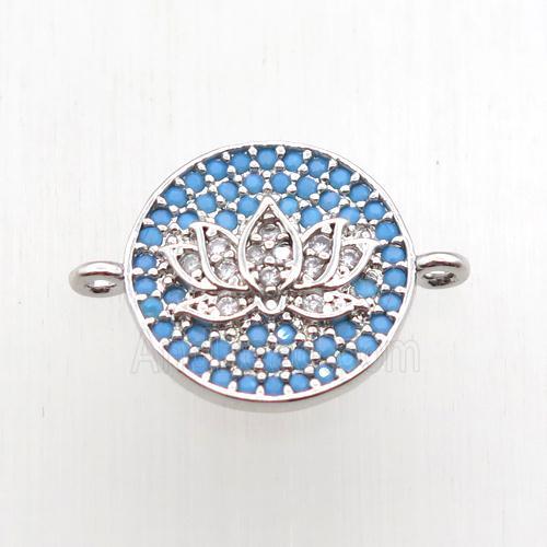 copper lotus connector paved zircon, platinum plated