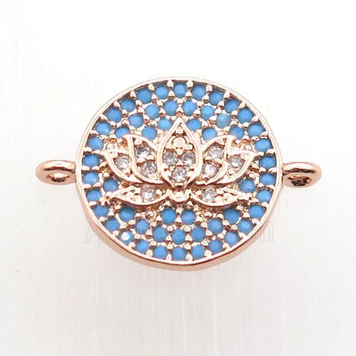 copper lotus connector paved zircon, rose gold