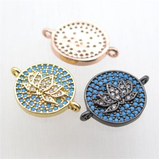 copper lotus connector paved zircon, mix color