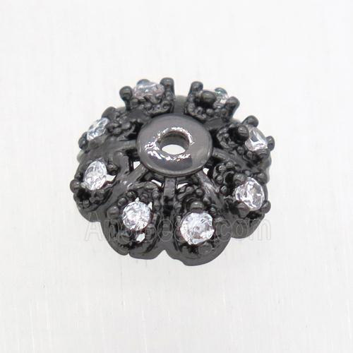 copper beadcap paved zircon, black plated