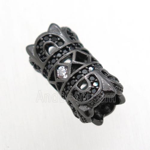 copper tube beads paved zircon, black plated