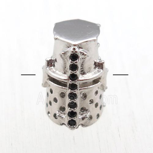 copper bead paved zircon, platinum plated
