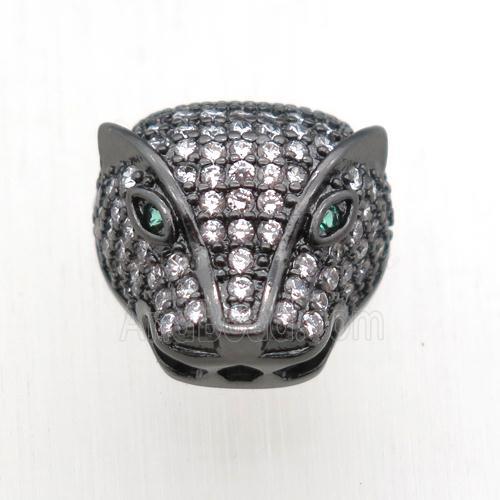 copper pantherhead beads paved zircon, black plated