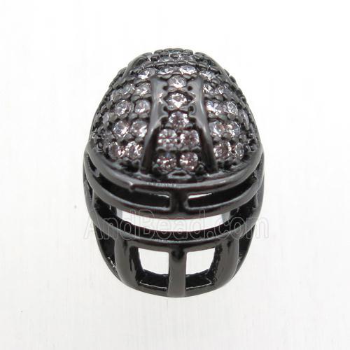 copper Helmet beads paved zircon, black plated