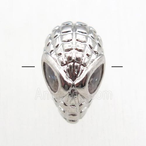 copper Aliens beads paved zircon, platinum plated