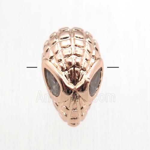 copper Aliens beads paved zircon, rose gold