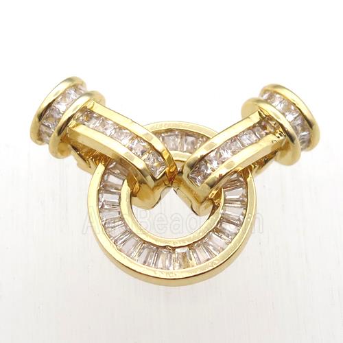 copper clasp paved zircon, gold plated