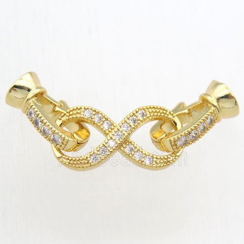 copper clasp paved zircon, gold plated