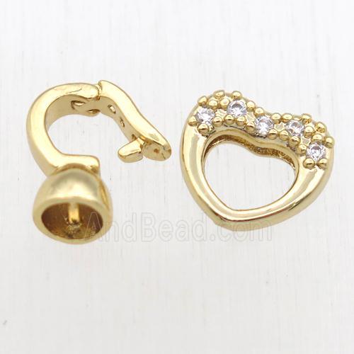copper clasp paved zircon, gold plated