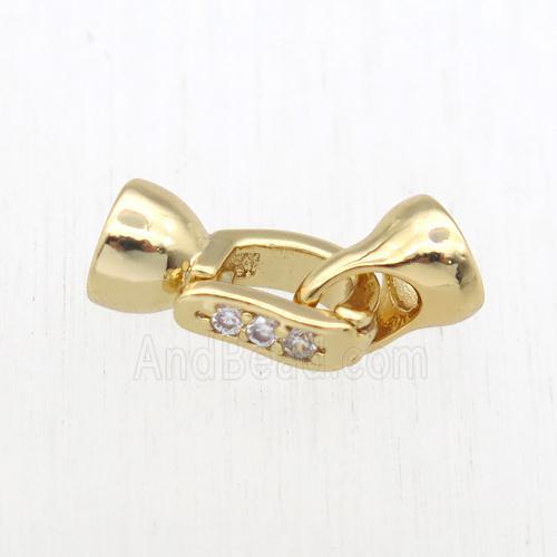 copper clasp paved zircon, gold plated