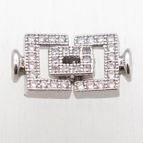 copper clasp paved zircon, platinum plated