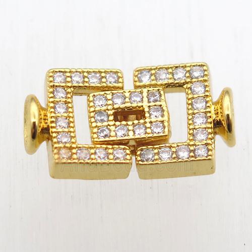 copper clasp paved zircon, gold plated