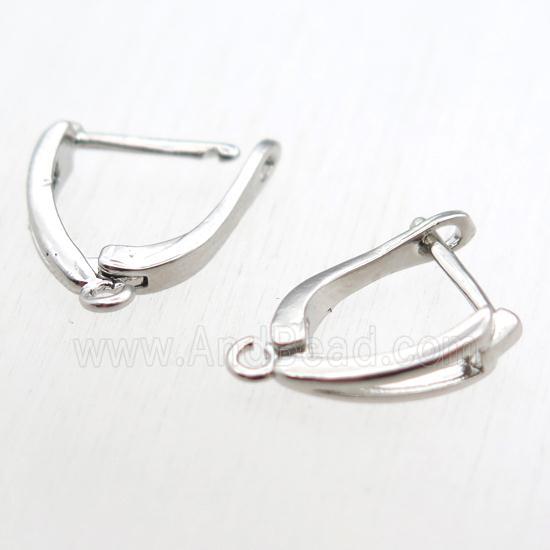 copper Latchback Earrings with loop, platinum plated