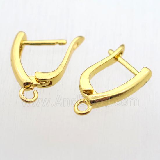 copper Latchback Earrings with loop, gold plated