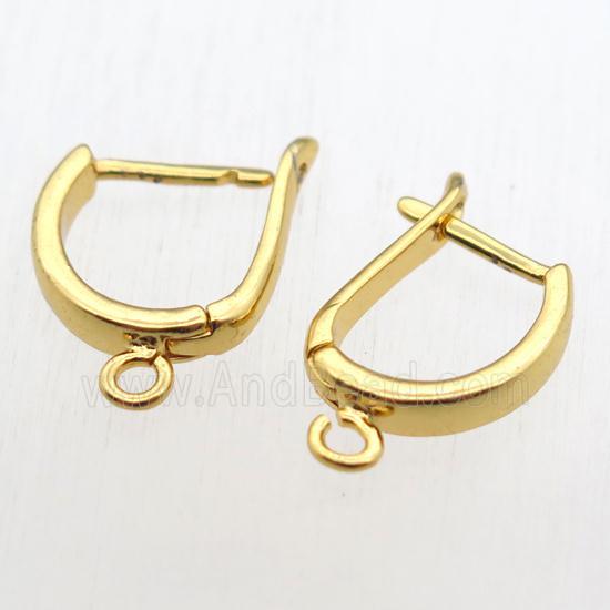 copper Latchback Earrings with loop, gold plated